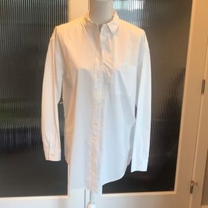 Frank & Oak classic white long button up shirt